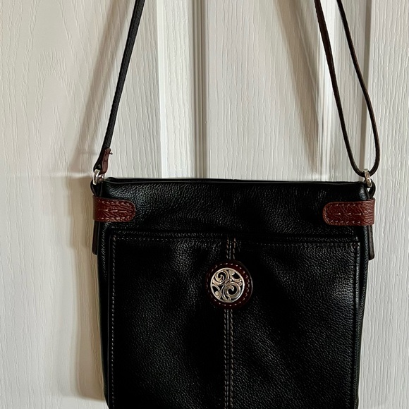 REDUCED!!!!  Brighton Black and Brown Crossbody Organizer Bag - Picture 1 of 12
